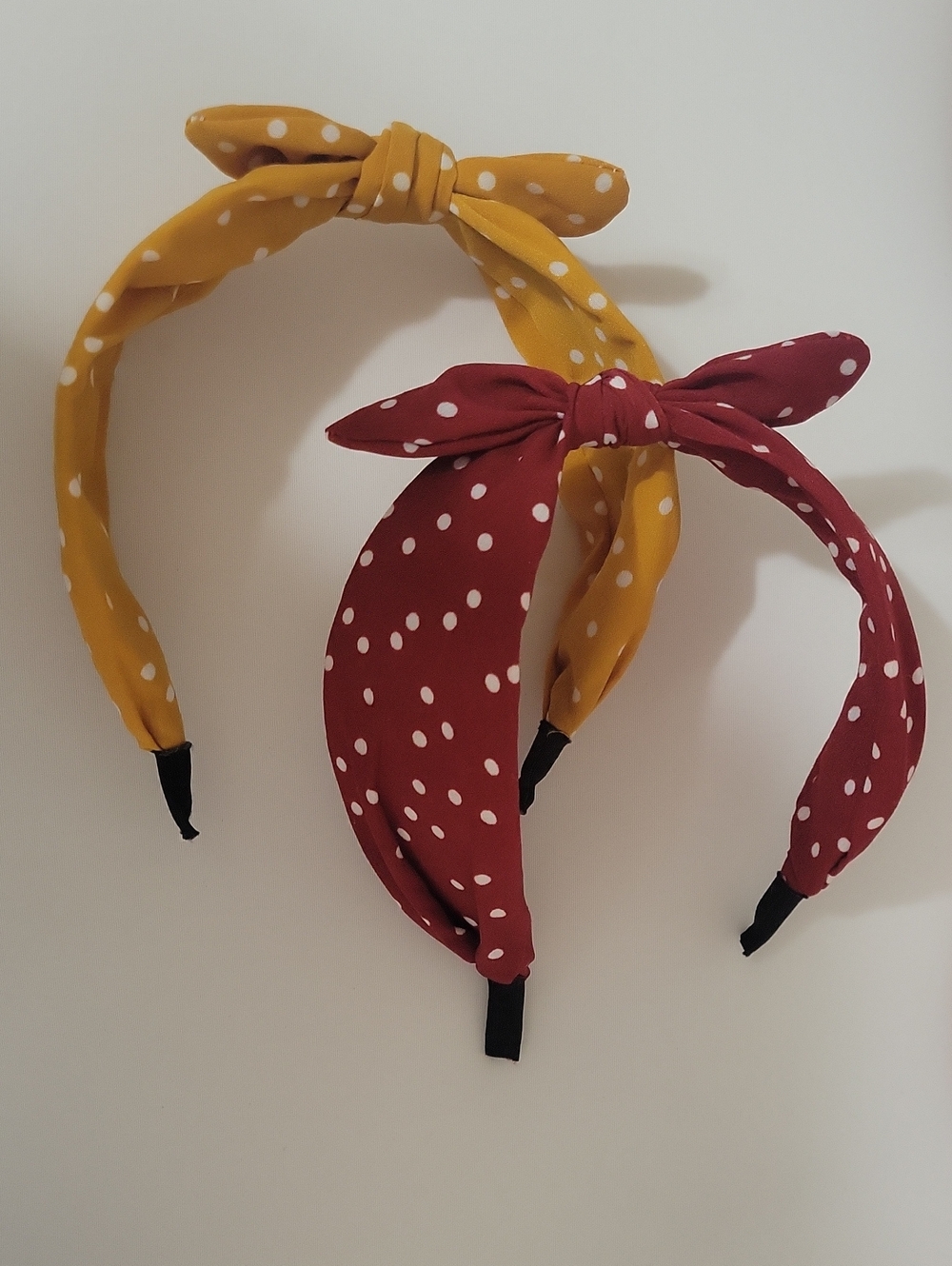 Polka Dot Knot Headbands for Kids - Mustard & Burgundy